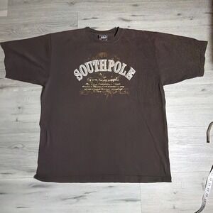 South Pole Y2K Graphic T-Shirt Mens XL Brown Early 2000s Hip‎ Hop Streetwear
